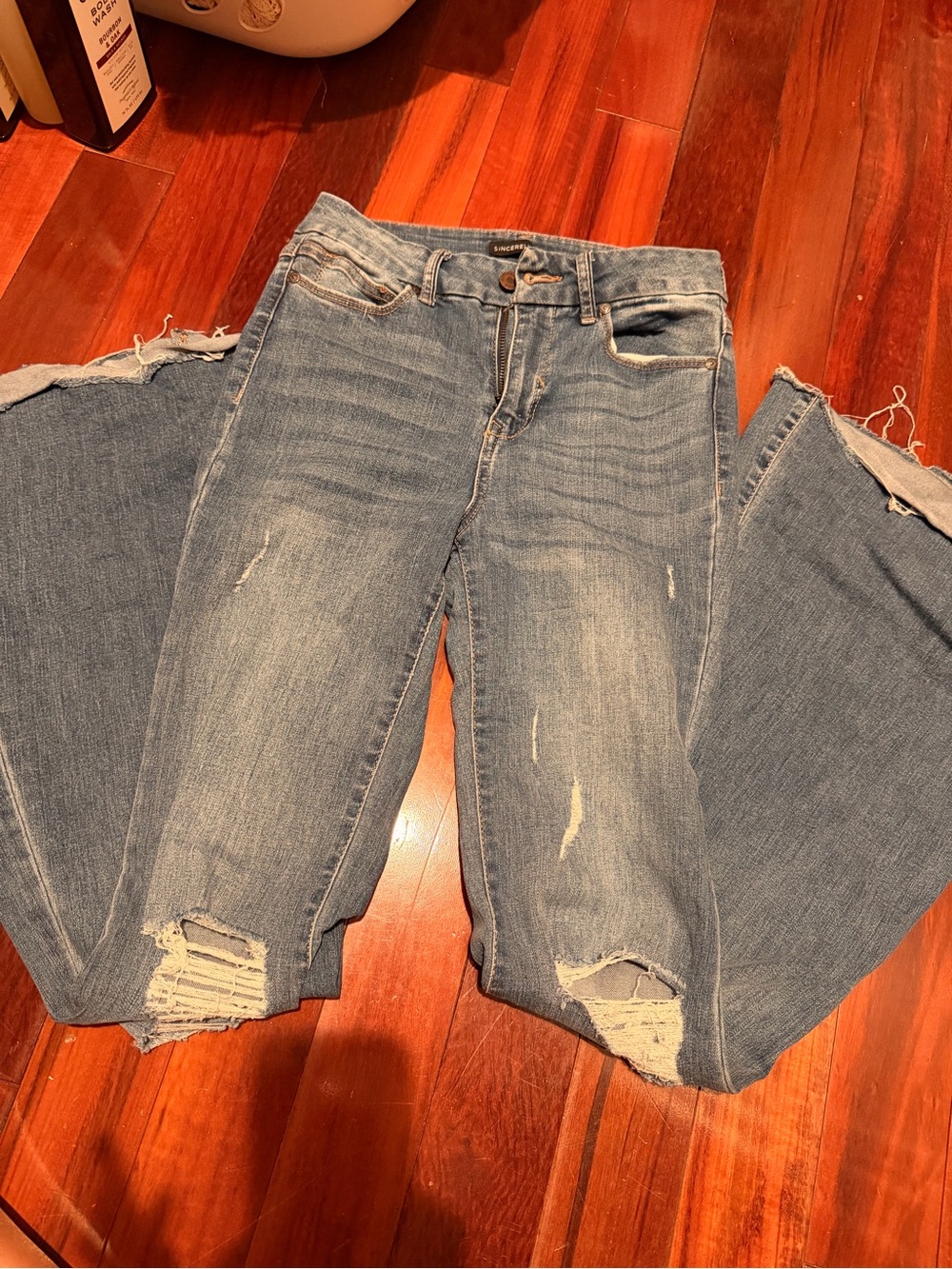 Sincerely Jules Distressed Women’s Boot cut bootleg Jeans - Light Blue 1/25
